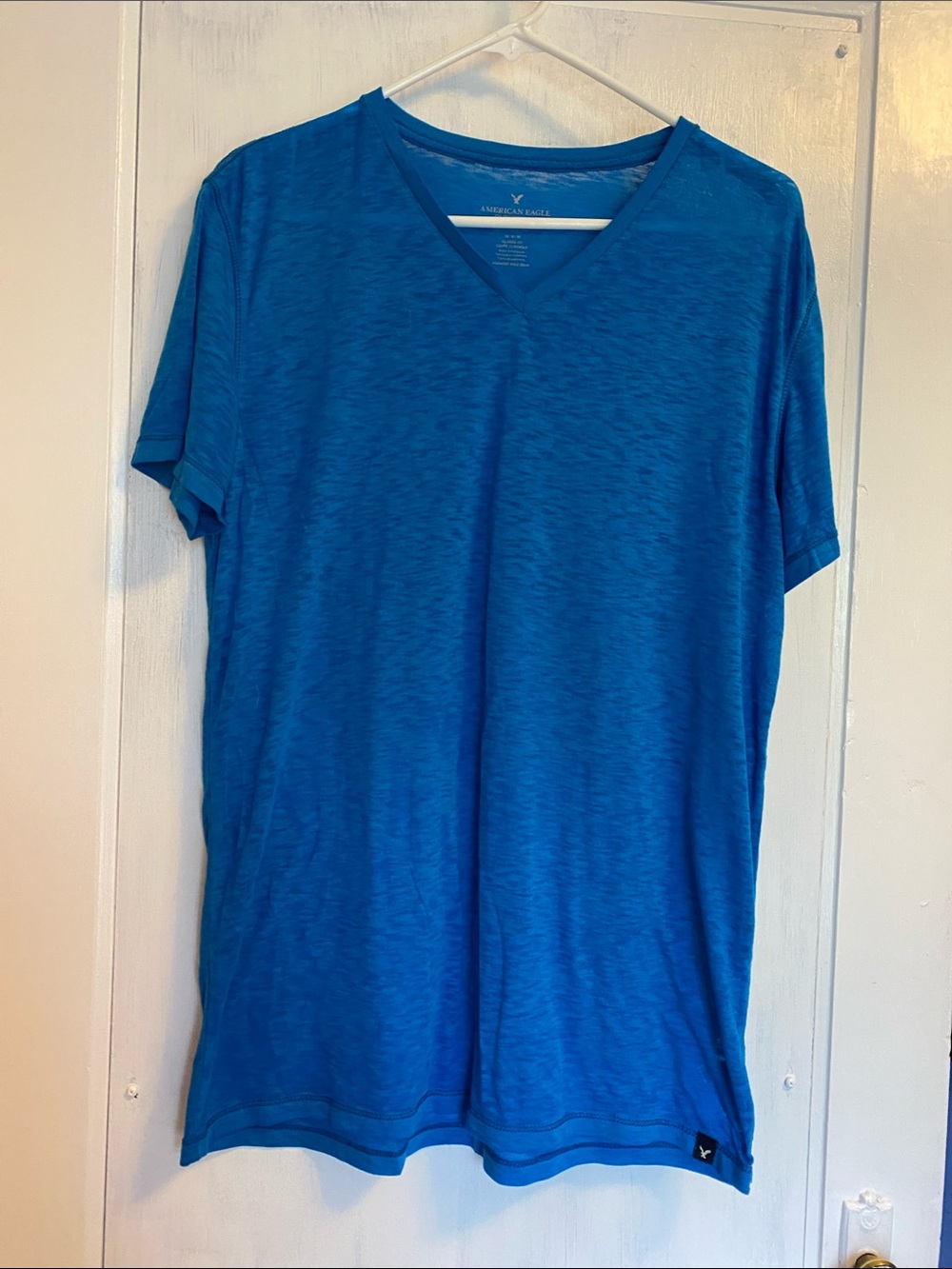 American Eagle Outfitters Men's V-Neck Tee - Bright Blue